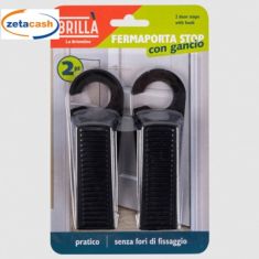 CONFEZIONE 2 PEZZI FERMAPORTA CON GANCIO