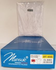 MAGLIA MEZZA MANICA UOMO CON SCOLLO A "V" BIANCO. TAGLIA: 7°