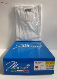 MAGLIA UOMO MEZZA MANICA GIROCOLLO COTONE BIANCO TAGLIA 7