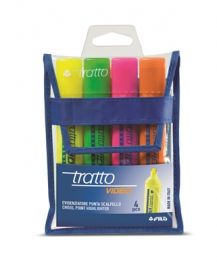 EVIDENZIATORE 4 PZ. TRATTO VIDEO PUNTA SCALPELLO DA 1 A 5mm.