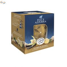 CANDELA PROFUMATA IN VETRO VANIGLIA E ZENZERO FELCE AZZURRA
