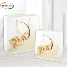 BUSTA REGALO IN CARTA PLASTIFICATA NASCITA 22 X 11 X 22 CM