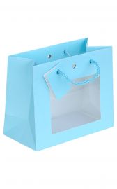 BUSTA AZZURRA PLASTIFICATA OPACA CON FINESTRA 24X14X19,5 CM
