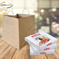 BUSTA IN CARTA AVANA 120 GRAMMI CON MANICI PORTA PIZZE 25 PZ