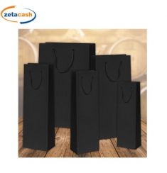 BUSTA PORTA BOTTIGLIE 2 POSTI IN CARTA CON MANICI NERA