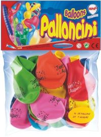 PALLONCINI IN LATTICE COLORATI TANTI AUGURI 25 PEZZI