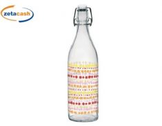 BOTTIGLIA LORY 1 LT VETRO POIS COLORATI TAPPO BIANCO