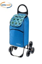 CARRELLO PORTA SPESA BLU IN ALLUMINIO CON 6 RUOTE