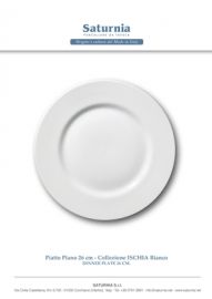 PIATTO PIANO PORCELLANA BIANCO LINEA ISCHIA. D. 26 CM.
