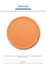 PIATTO PIZZA CM. 31 PORCELLANA ARANCIONE LINEA NAPOLI SATURNIA