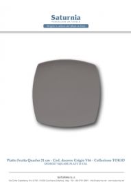 PIATTO FRUTTA QUADRO TOKIO GRIGIO CM. 21 SATURNIA