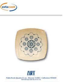 PIATTO FRUTTA IN PORCELLANA QUADRATO TOKIO DECORATO 21 CM