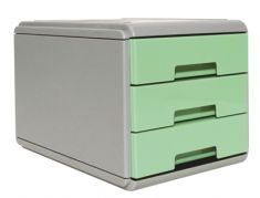 CASSETTIERA 3 CASSETTI VERDE IN PLASTICA DA UFFICIO