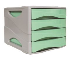 CASSETTIERA 4 CASSETTI VERDE IN PLASTICA DA UFFICIO