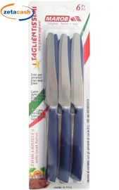 COLTELLI IN ACCIAIO CON MANICO BLU 6 PEZZI