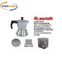 CAFFETTIERA 6 TAZZE IN ALLUMINIO NERA, INDUZIONE.