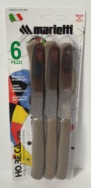 COLTELLO TAVOLA IN ACCIAIO INOX 6 PZ MANICO TORTORA HORECA
