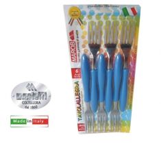FORCHETTA IN ACCIAIO CON MANICO BLU 6 PEZZI