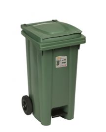 BIDONE CARRELLATO VERDE CON PEDALE 120 LITRI