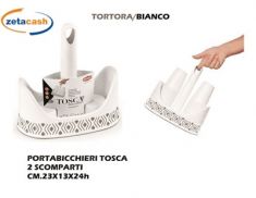PORTABICCHIERI IN PLASTICA MOD TOSCA BIANCO E TORTORA