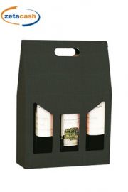 SCATOLA PORTA BOTTIGLIE 3 POSTI ONDA VERDE CON FINESTRE