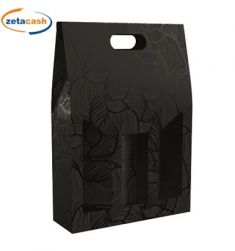 SCATOLA PORTA BOTTIGLIE NERA CON FOGLIE CM 27X9X40
