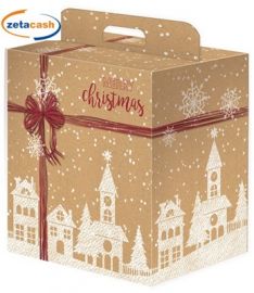 SCATOLA REGALO CON PALAZZI E FIOCCHI DI NEVE CM 33X24X35