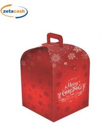 SCATOLA NATALIZIA PORTA PANETTONE ROSSA CM 22X22X25