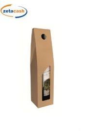 SCATOLA IN CARTONE PORTA BOTTIGLIE 1 PS CON FINESTRA AVANA