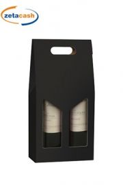 SCATOLA IN CARTONE PORTA BOTTIGLIE 2 PS CON FINESTRA NERA