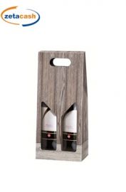 SCATOLA PORTA BOTTIGLIE IN CARTONE 2 PS CON FINESTRA LEGNO
