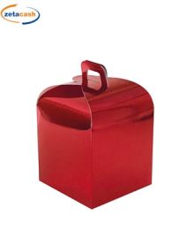 SCATOLA PORTA PANETTONE ROSSO METALLIZZATO