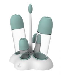 MENAGE CON CONTENITORI IN VETRO ACQUAMARINA 4 PEZZI