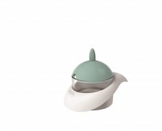 FORMAGGERA/ZUCCHERIERA ACQUAMARINA CON CONTENITORE VETRO