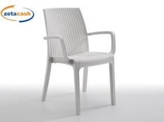 POLTRONA INDIANA RATTAN BRACCIOL BIANCA IMPILABILE H86X57X59