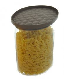 BARATTOLO OVALE CON COPERCHIO EFFETTO RATTAN.