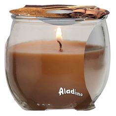 CANDELA PROFUMATA CANNELLA IN BICCHIERE VETRO 120gr DURATA 30 ORE