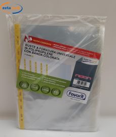 BUSTE A FORATURA UNIVERSALE 25PZ BANDA GIALLA