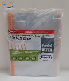 BUSTE A FORATURA UNIVERSALE 25 PEZZI CON BANDA SALMONE