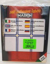 ETICHETTE 60 PZ. AUTOADESIVE BIANCHE CON BORDO BLU