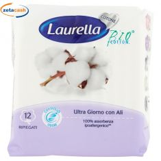 LAURELLA ASSORBENTI COTONE ULTRA GIORNO, 12 PEZZI