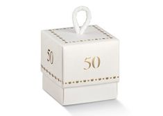 SCATOLA FLEUR BIANCA 50 ANNIVERSARIO 5X5X5CM 10 PEZZI
