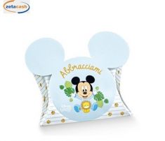 CONF 10 SCATOLINE BUSTE MICKEY MOUSE BABY AZZURRO 70X70X20