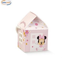 CONF 10 CASETTE PORTACONFETTI MINNIE BABY ROSA 55X55X50MM
