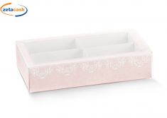 SCATOLA PORTACONFETTI 4 SCOMPARTI ROSA 10 PEZZI