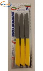 COLTELLI TAVOLA ACCIAIO 6 PEZZI GIALLO