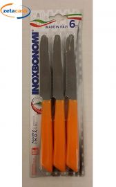 COLTELLI TAVOLA ACCIAIO 6 PEZZI ARANCIONE