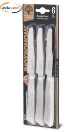 COLTELLO TAVOLA ACCIAIO 6 PEZZI LEGNO SBIANCATO
