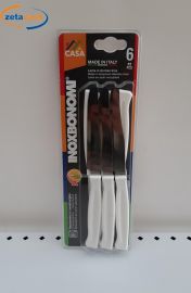 COLTELLO DA TAVOLA 6 PEZZI IN ACCIAIO CON MANICO BIANCO