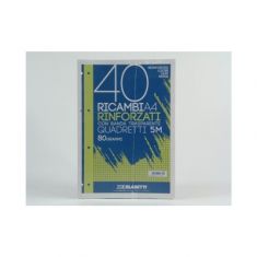 RICAMBI 40 PZ. FOGLIO A4 RINFORZATI A QUADRETTI, 5mm, 80gr.